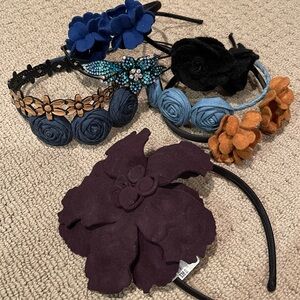 Bundle of 8 fun floral headbands, mostly from Anthropologie